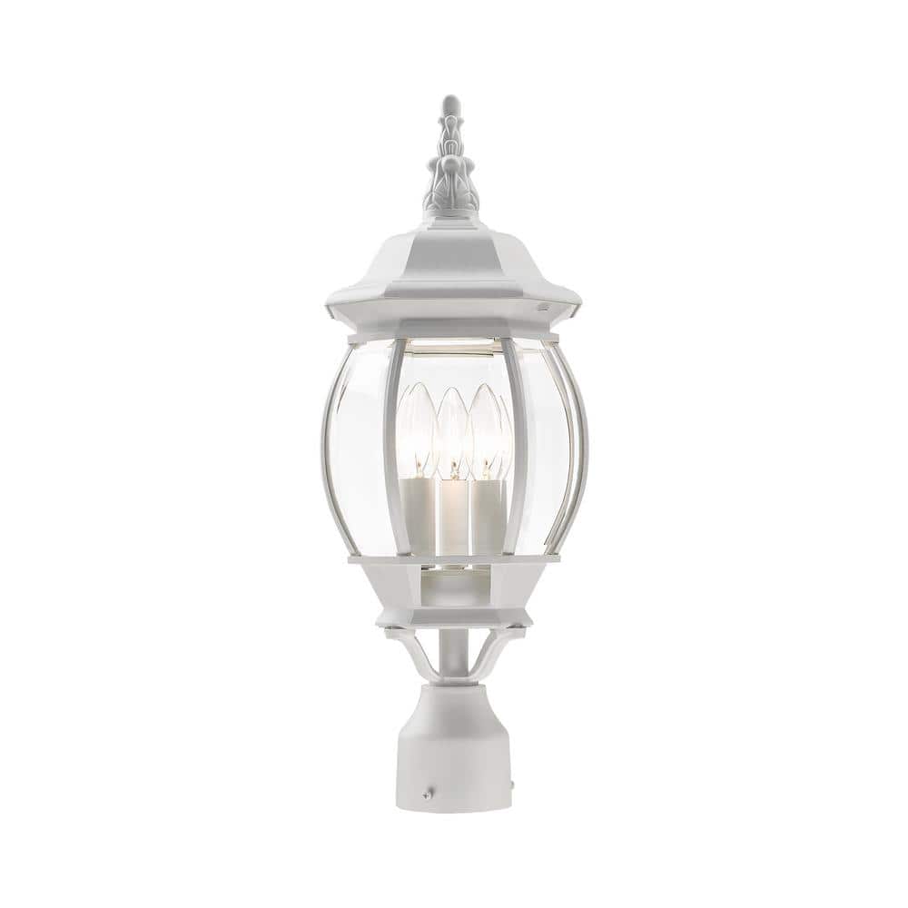 Frontenac 3 Light Textured White Outdoor Post Top Lantern