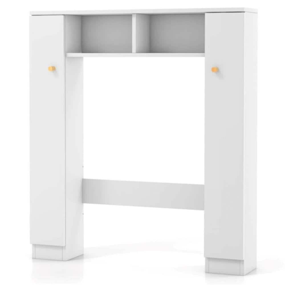 7 in. W x 38.5 in. H x 34.5 in. D White Over The Toilet Storage with Doors 