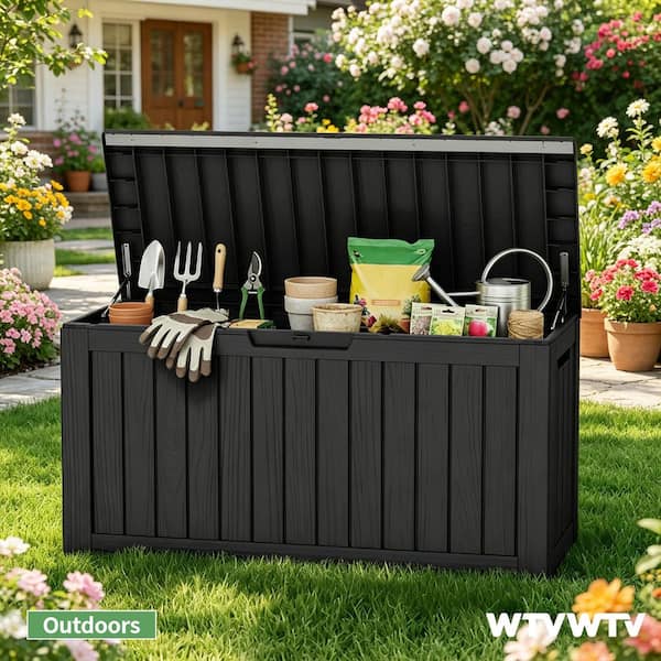 80 Gal. Waterproof Outdoor Resin Storage Deck Box, Large Lockable Capacity, Versatile Deck Storage Bench for Cushions