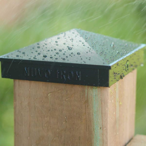 NUVO IRON 4 in. x 4 in. Black Aluminum Ornamental Pyramid Post Cap (24-Pack)