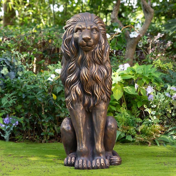 Glitzhome Set of 2-36.25 in. H Oversized MGO Bronze Guardian Glitzhome Set of 2-36.25 in. H Oversized MGO Bronze Guardian