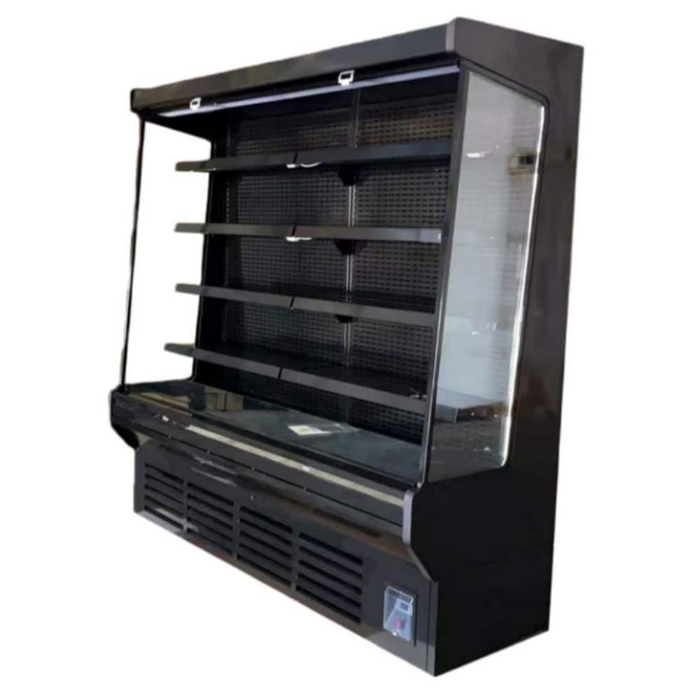 76.5  in. 24 cu. ft. Commercial Open Air Merchandiser Display Refrigerator in Black with Wheels and LED Lighting