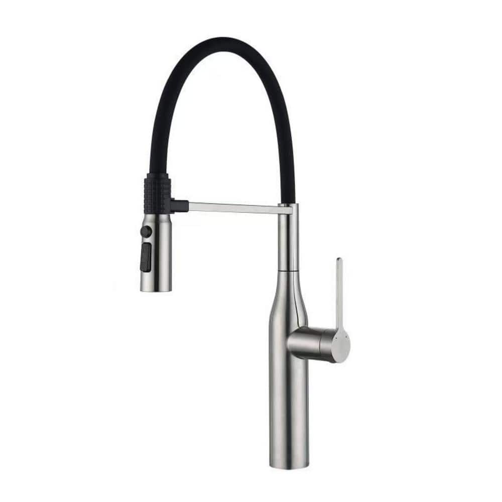 ruiling Stainless Steel Single Handle Pull Down Sprayer Kitchen Faucet with Spray Wand in Brushed Nickel