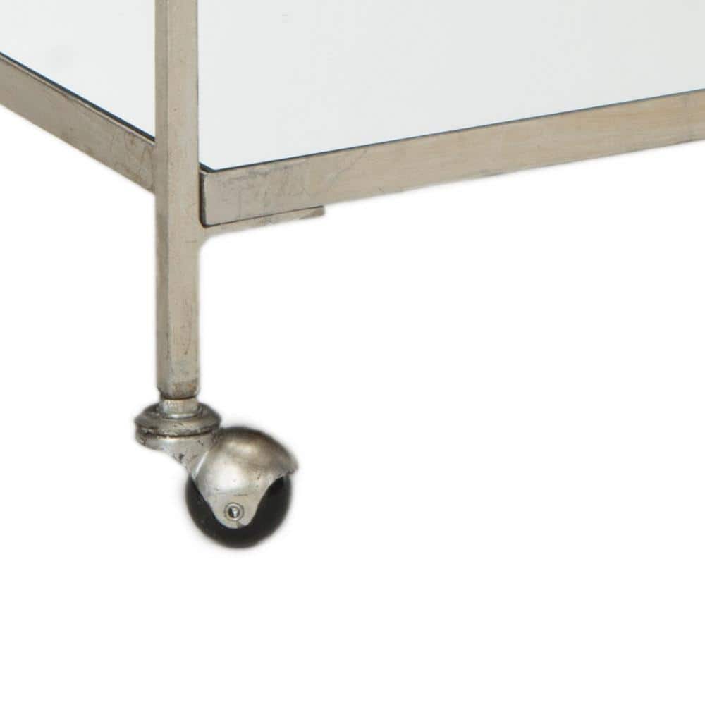 Aurelius 30" Silver Iron and Mirror Bar Cart with Storage