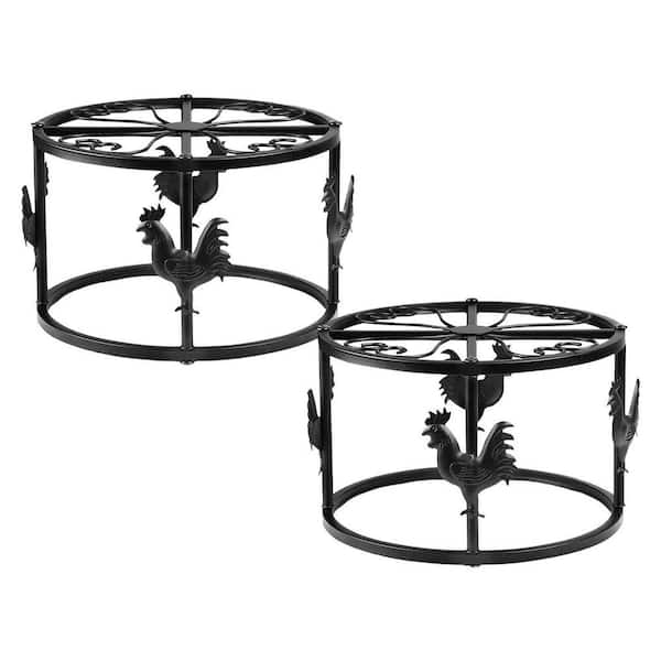 2 Pieces Metal Chicken Feeder Waterer Stand Iron Poultry Coop Rack with 4-Leg Stable Base for Indoor Outdoor Use
