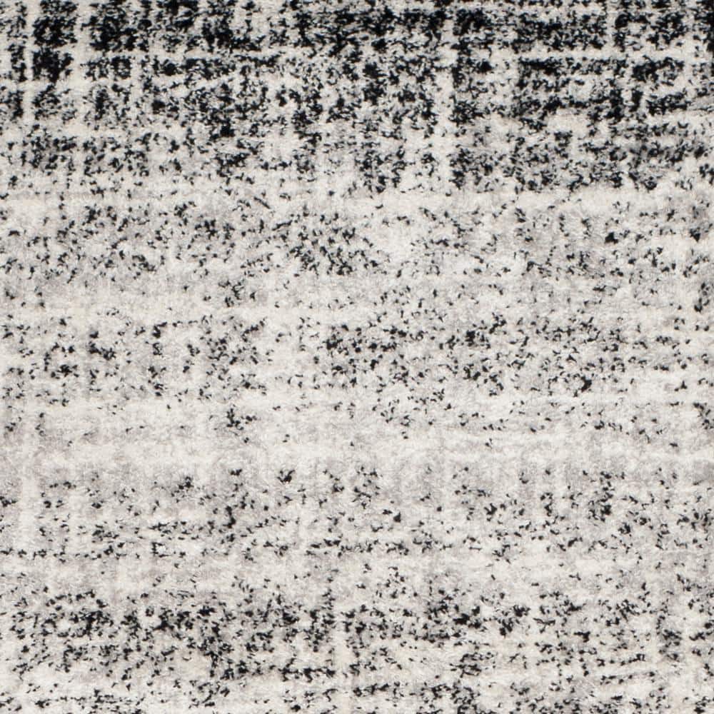 Chic Silver and Black Synthetic 30" Easy-Care Runner Rug