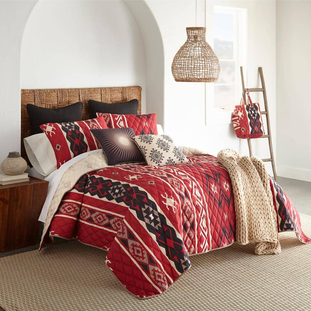 Mesa Red Reversible Microfiber Twin Quilt Set