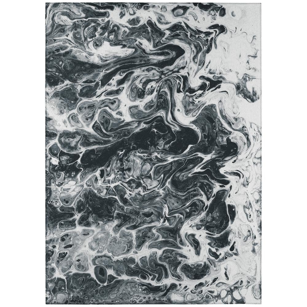 Karina Black 5 ft. x 7 ft. 6 in. Geometric Indoor/Outdoor Area Rug