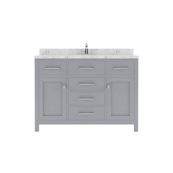 Virtu USA Caroline 48 in. W x 22 in. D x 35 in. H Single Sink Bath Vanity in Gray with Quartz Top