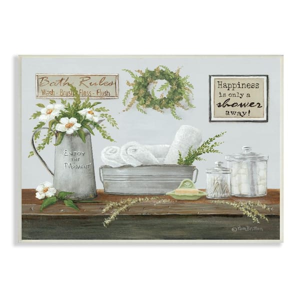 Stupell Industries Farmhouse Bathroom Counter Motivational by Pam Britton 1-Piece Unframed Abstract Graphic Art Print 19 in. x 13 in.