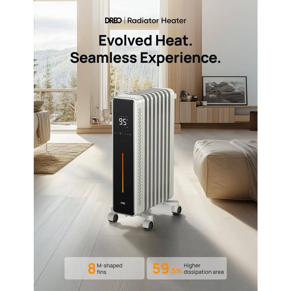 Space Gray Oil-Filled Radiator Heater with Remote and Timer