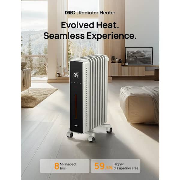 1500-Watt 25.71 in. Electric Oil Filled Radiator Heater with Remote Control