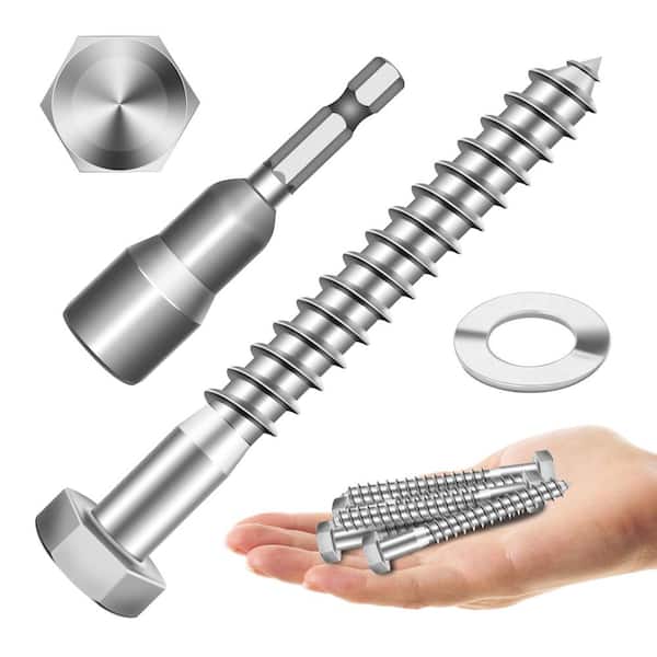 3/8 in. x 3 in. Stainless Steel Hex Drive Hex Head Lag Screws (10-Pack)
