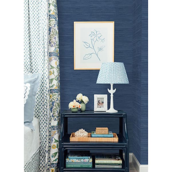 Society Social Navy Blue Classic Faux Grasscloth Peel and Stick Wallpaper  SSS4567  The Home Depot