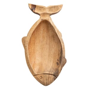 8 in. Brown Hand-Carved Mango Wood Fish Shaped Platters