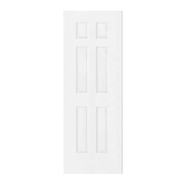 30 in. x 80 in. 6-Panel, MDF, White Primed Wood, Painted, Pre-Finished Door Panel Interior Door Slab Without Hinges