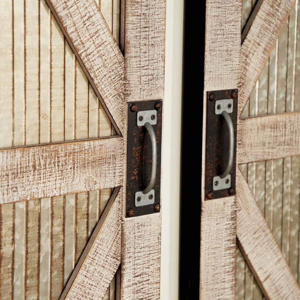 Rustic Silver Metal Barn Door Wall Decor Set - Farmhouse Style