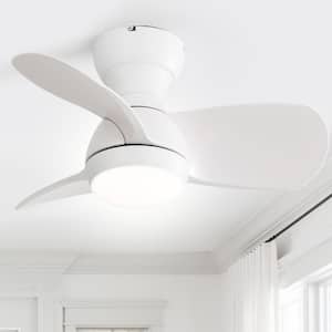23 in. Indoor/Outdoor Small Modern White Ceiling Fan with 6-Speed DC Remote Control for Kitchen Dining Room Bedroom