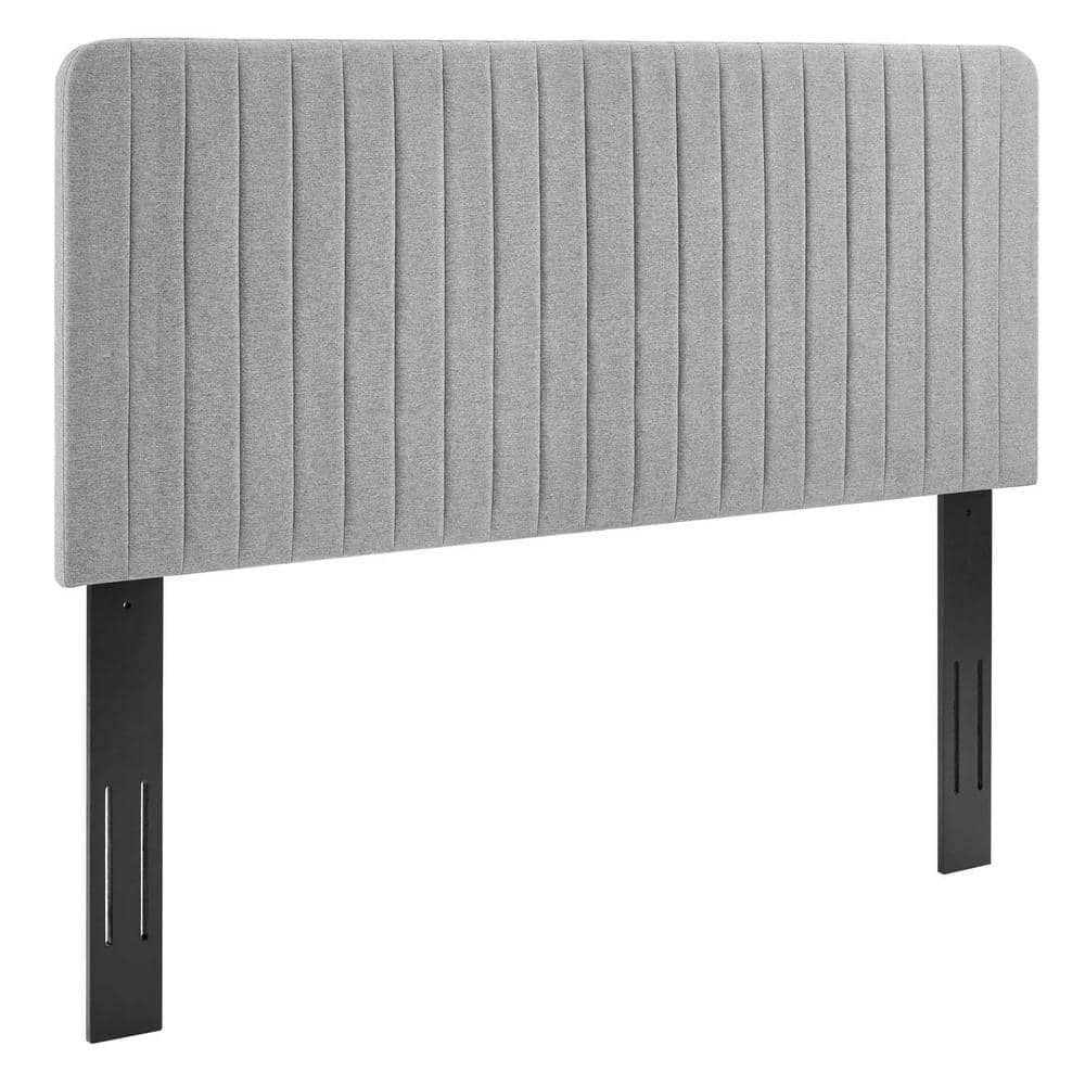 MODWAY Milenna Light Gray Channel Tufted Upholstered Fabric King