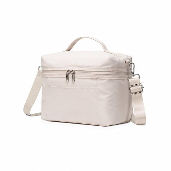 Cream Insulated Lunch Bag, Lightweight Waterproof Nylon Lunch Box for Work, Office, Picnics, Small 4 L
