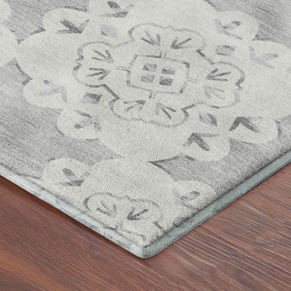 Mayfield Premium Machine Washable Abstract AMF2352 Gray 9 ft. x 12 ft. Area Rug