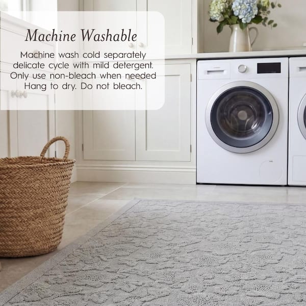 Laura Ashley Rosemoor Grey 5 ft. X 7 ft. Floral Machine Washable
