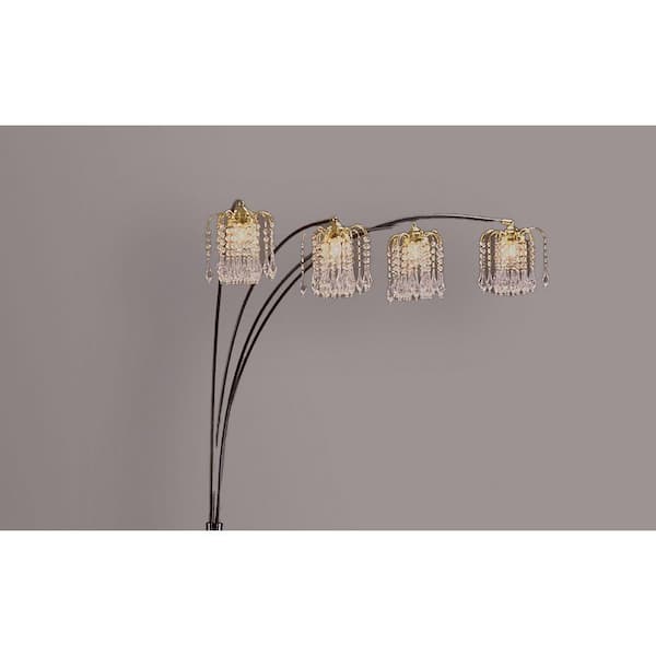 Jushua 84 in. H 4-Light Black Multi-head Arc Floor Lamp Half with