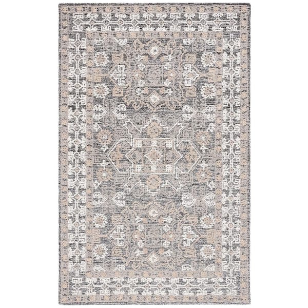 SAFAVIEH Antiquity Ivory/Brown 3 ft. x 5 ft. Border Ornate Area Rug