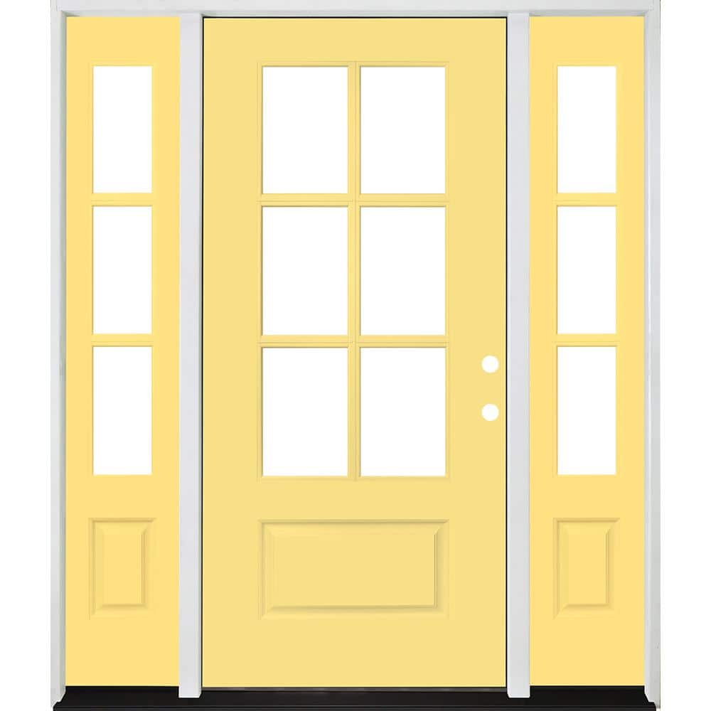 Legacy 60 in. x 80 in. 3/4-6 Lite Clear Glass LHIS Primed Jackfruit Finish Fiberglass Prehung Front Door w/Dbl 10 in. SL price history on PriceWatchPro