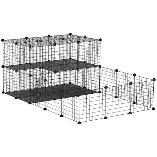 PawHut 69 in. x 41.5 in. Pet Playpen Small Animal Cage WITH Door, Customizable Metal Wire Fence