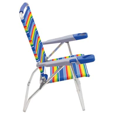 beach aluminum rio chair chairs patio opener beverage holders striped position tall cell bottle phone folding furniture