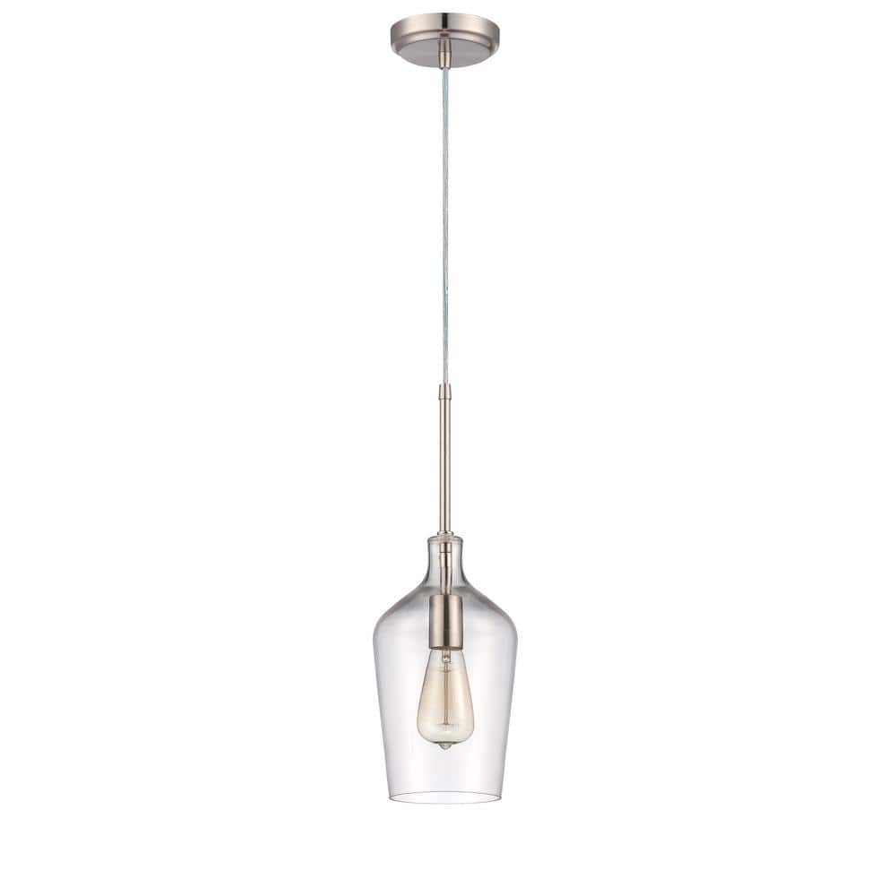 Brushed Nickel Mini Pendant with Clear Glass Shade