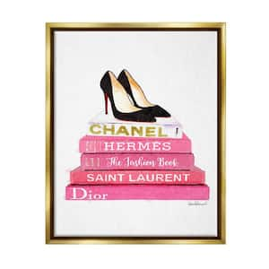 Glam Pink Fashion Books Black Pump Hells by Amanda Greenwood Floater Frame Culture Wall Art Print 17 in. x 21 in.