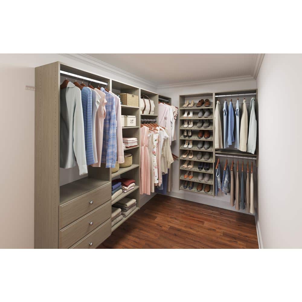 Weathered Gray Adjustable Closet Tower with Drawers