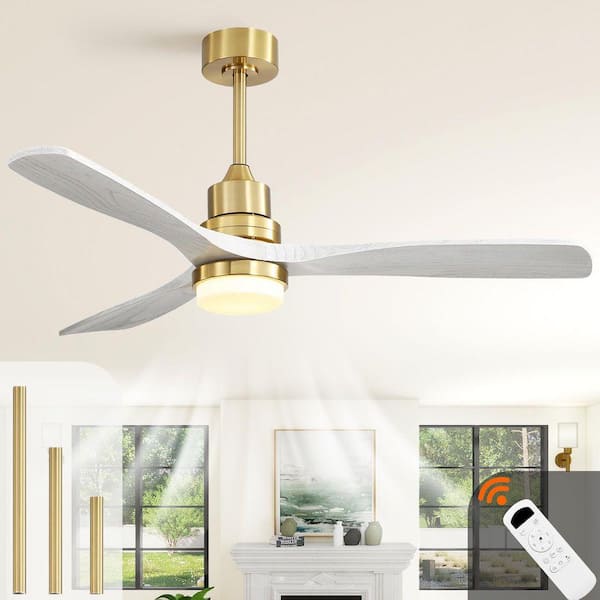 Luxe Series 52 in. Indoor Grey Low Profile 3-Blade Ceiling Fan with Dimmable LED and Remote Included, Downrod Mount