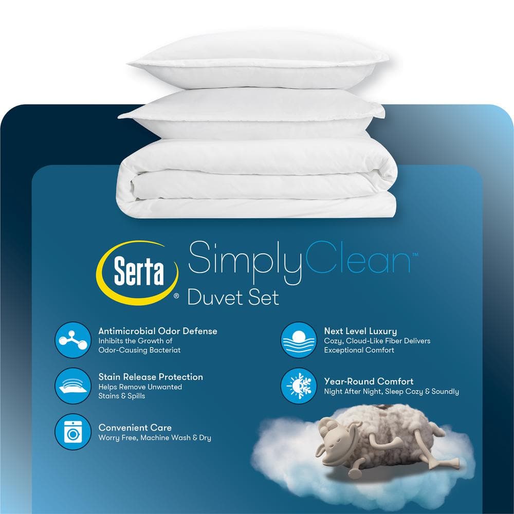 White Microfiber Queen Duvet Cover Set with Shams