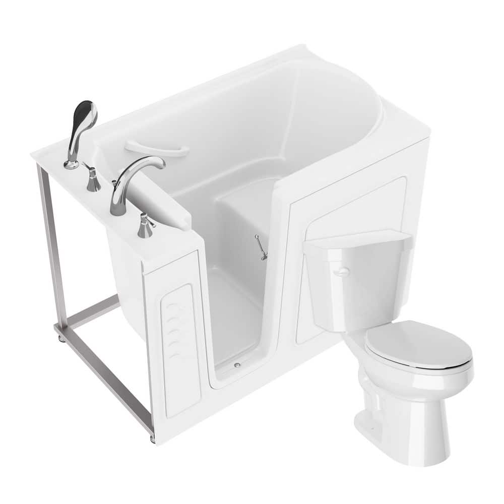 Universal 52 in. x 30 in. Left Drain Soaking Jetted Bathtub in White with Elongated Toilet and Soft Close Lid price history on PriceWatchPro