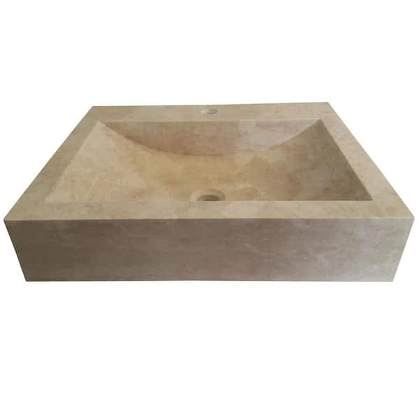 Rectangular Natural Stone Vessel Sink in Beige