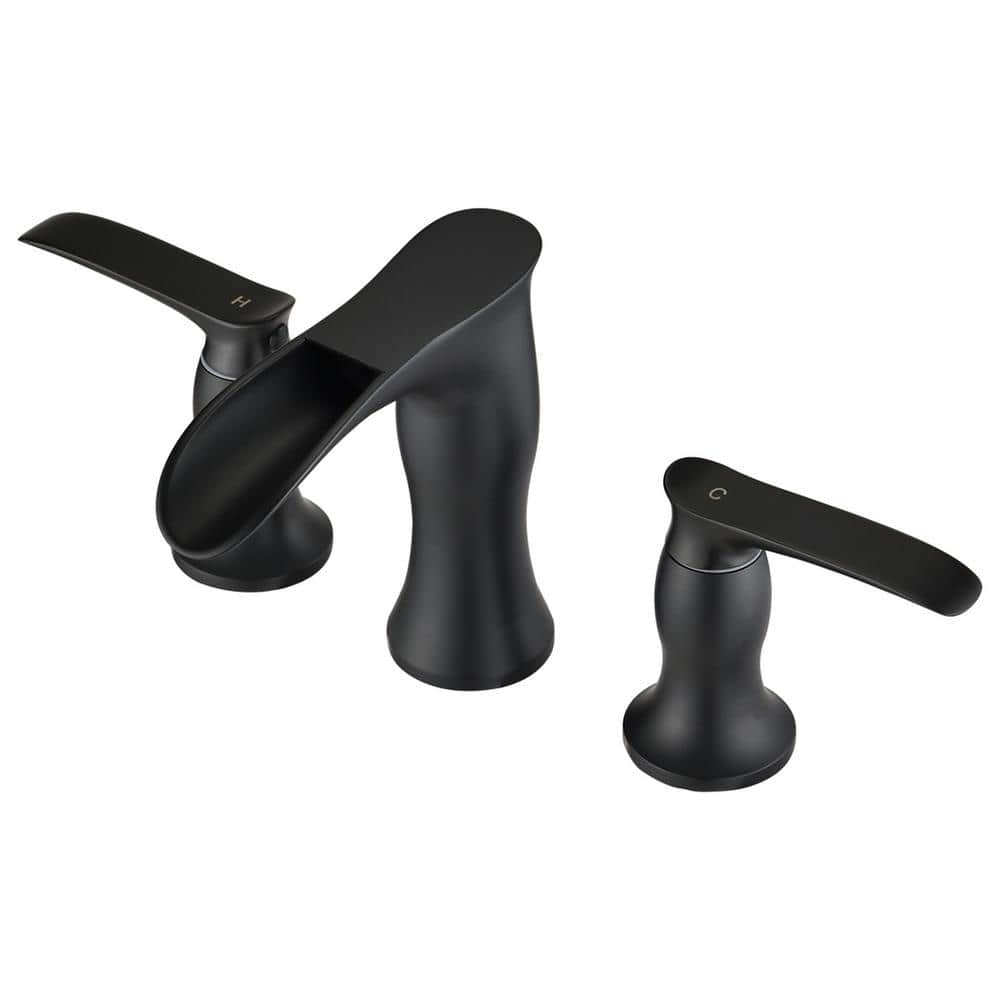 8 in. Widespread 2-Handle Bathroom Faucet with Waterfall in Matte Black
