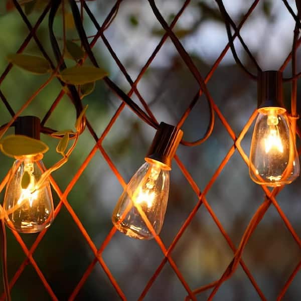 25 Light 50 ft. Outdoor Plug-in 2700K Shatterproof ST38 Vintage Bulbs Integrated LED Edison String-Light and E12 Sockets