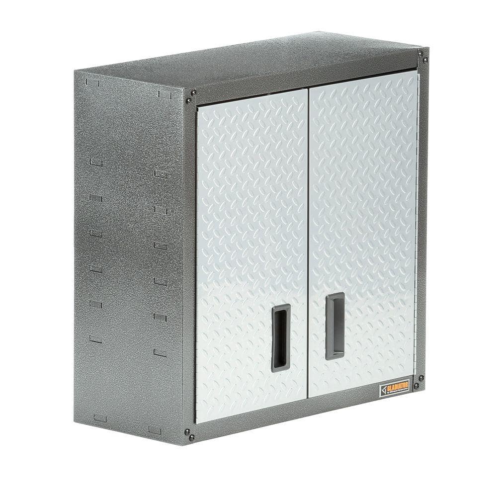 Silver Tread Steel Wall-Mount Office Cabinet with Adjustable Shelves