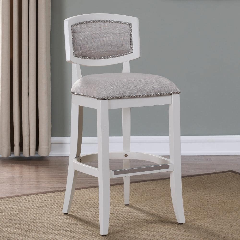 Amelia Adjustable Traditional Bar Stool in Antique White and Beige