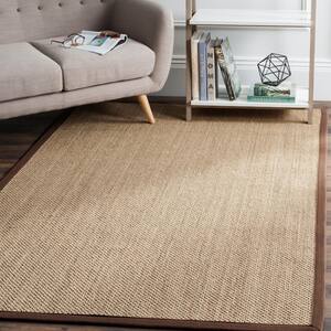 Natural Fiber Maize/Brown 4 ft. x 6 ft. Border Area Rug