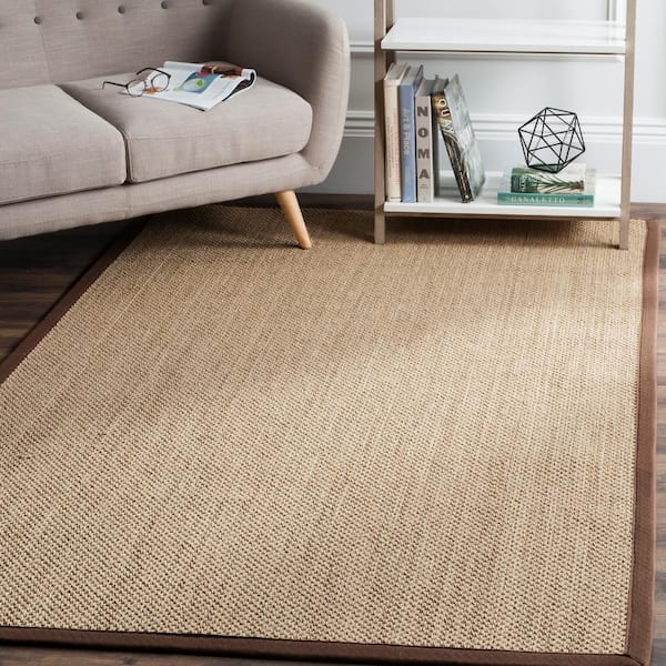 Natural Fiber Maize/Brown 6 ft. x 9 ft. Border Area Rug