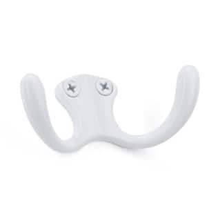 1-3/8 in. (34 mm) White Double Utility Wall Mount Hook