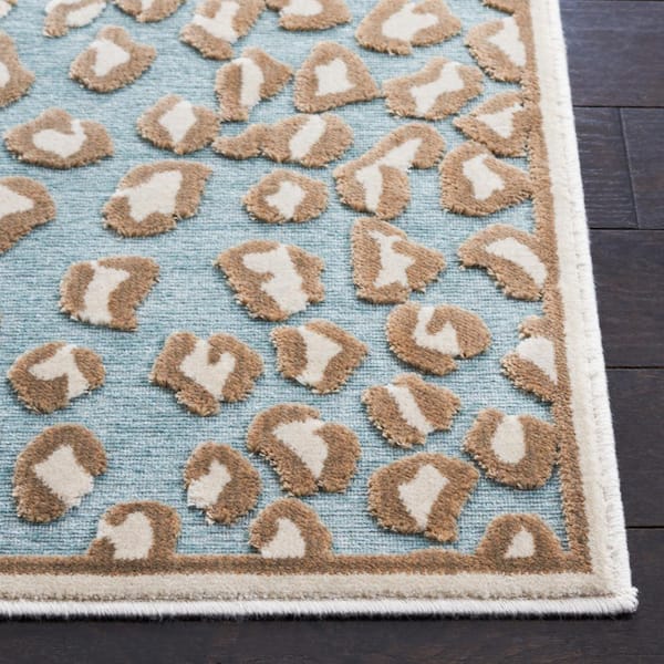 SAFAVIEH Paradise Stone/Aqua 5 ft. x 8 ft. Animal Print Area