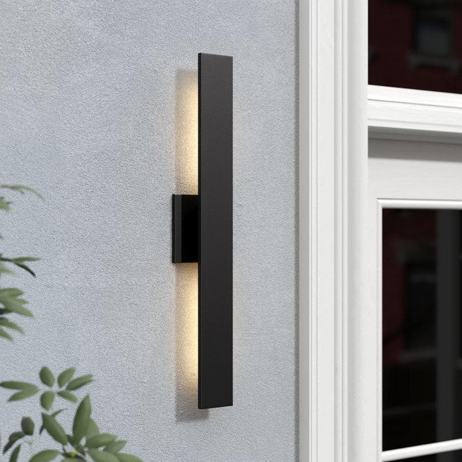 Sleek Matte Black 22" LED Outdoor Wall Sconce with Frosted Glass