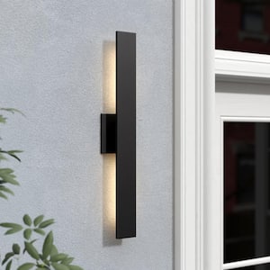 2 Light Matte Black Aluminum Hardwired LED Outdoor Wall Lantern Sconce 1-Pack