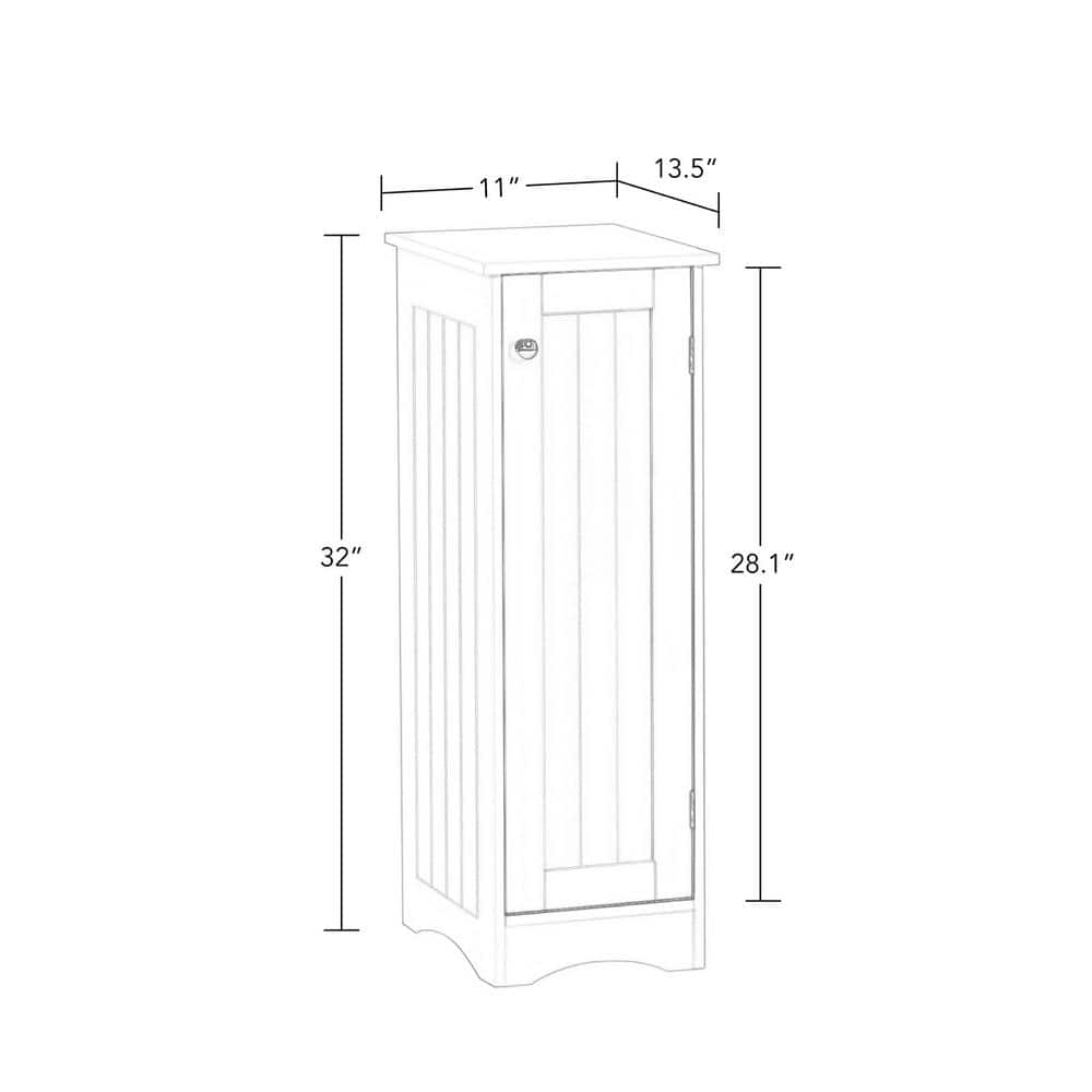 White Slim Bathroom Storage Cabinet with Adjustable Shelves