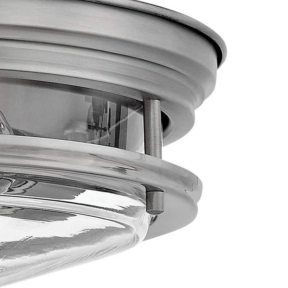 Antique Nickel Clear Glass 2-Light Flush Mount
